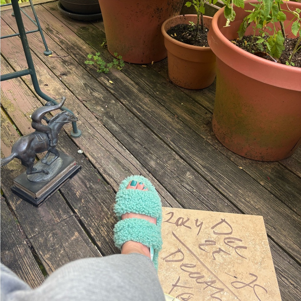 UGG Teal Fuzzy Slippers
